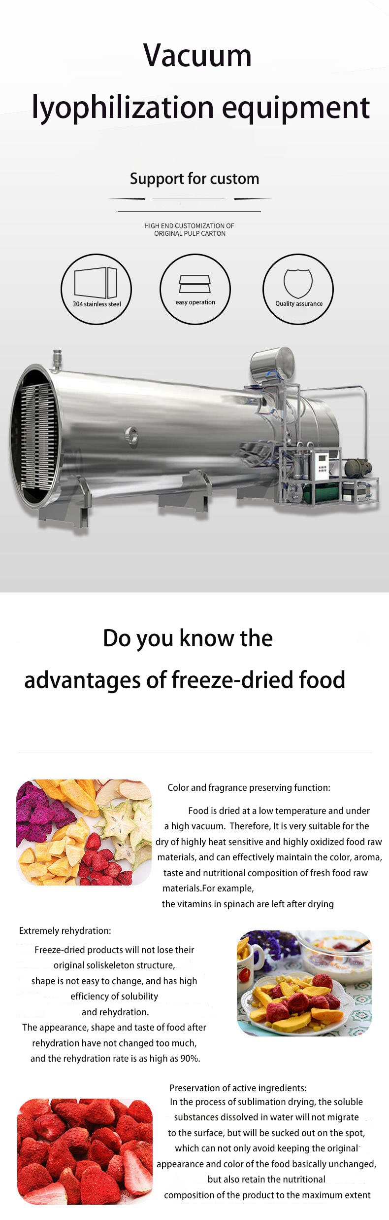 Food Vacuum Freeze Drying Machine For Vegetable and Fruit Drying