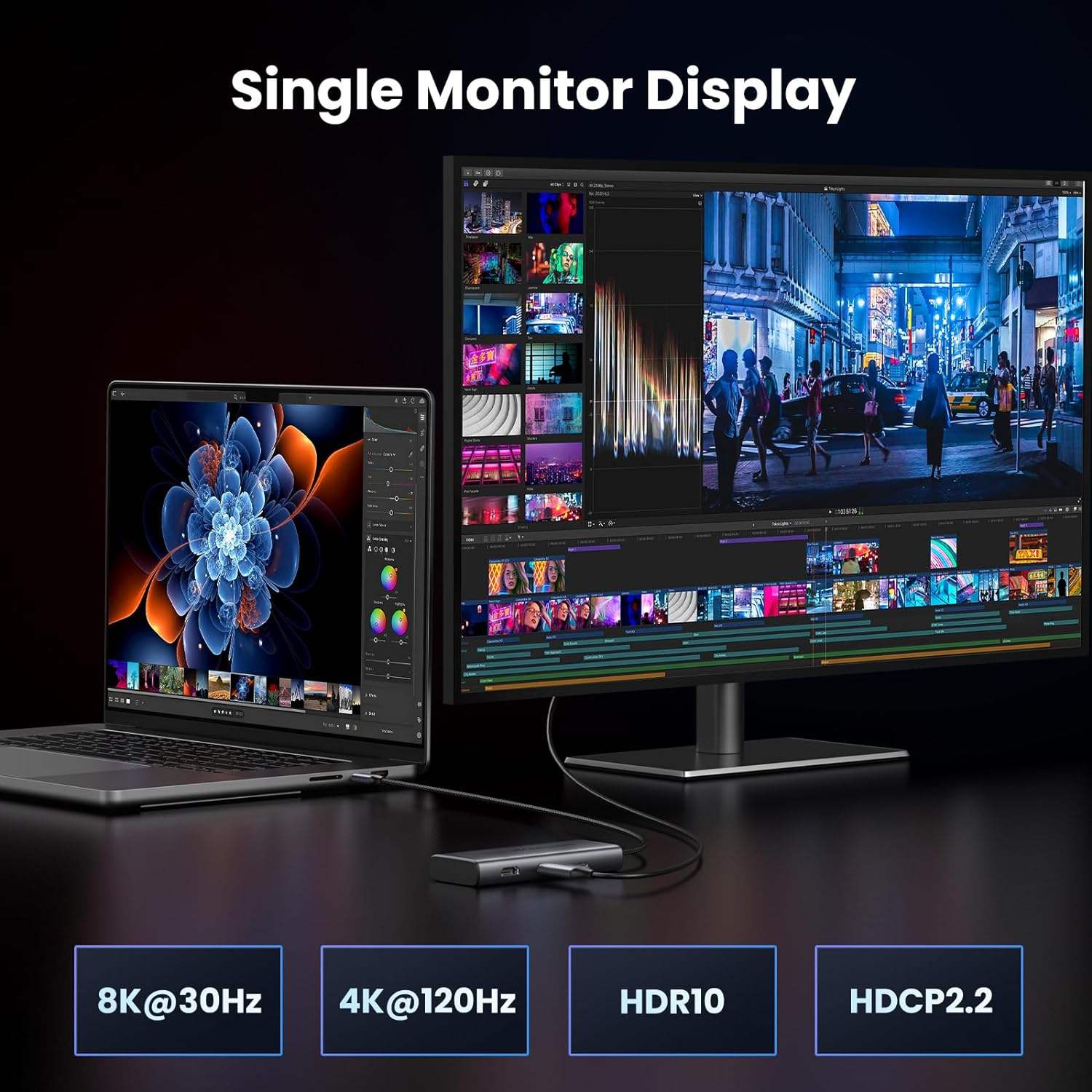 Revodok 206 Docking Station 6 in 1 USB C Dock Dual HDMI-4K@60Hz Single 8K@30Hz 100W PD 5Gbps Data Ports USB C Hub