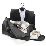 Black PU Leather Oxford Cloth Travel Duffle Bag Accept Customized Logo