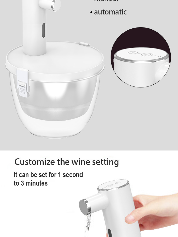 Stainless Steel Electric Wine Dispenser With 2.5W Power 500mah Battery White Black Red