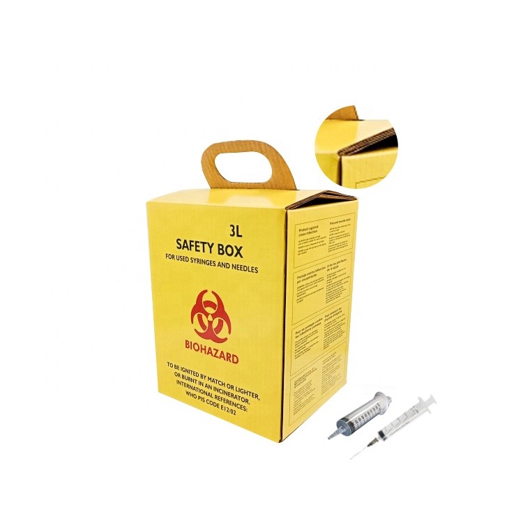3L Custom printing logo corrugated paper Hospital Disposal Syringe Needle Sharp Container box