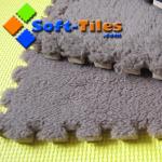 3/8" Thick Eva Brown Plush Carpet Tiles Long Hair Anti Slip
