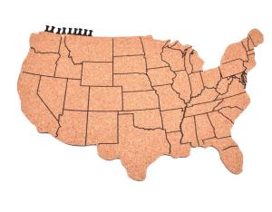 Quality Travel USA Map Cork Board With 10 Push Pins Bulletin Board wholesale