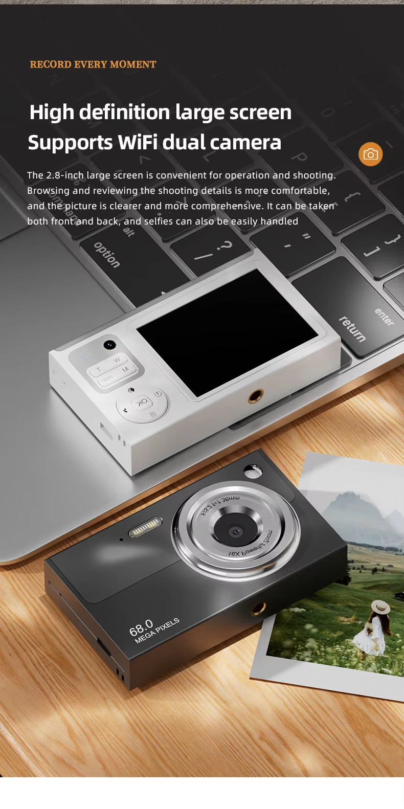 2 Lens Camcorder Digital Video Camera Wifi Photography 1080p 120fps