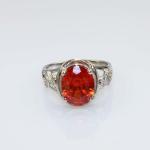 Created Oval Ruby CZ Diamonds Sterling Silver Women Ring (R122)