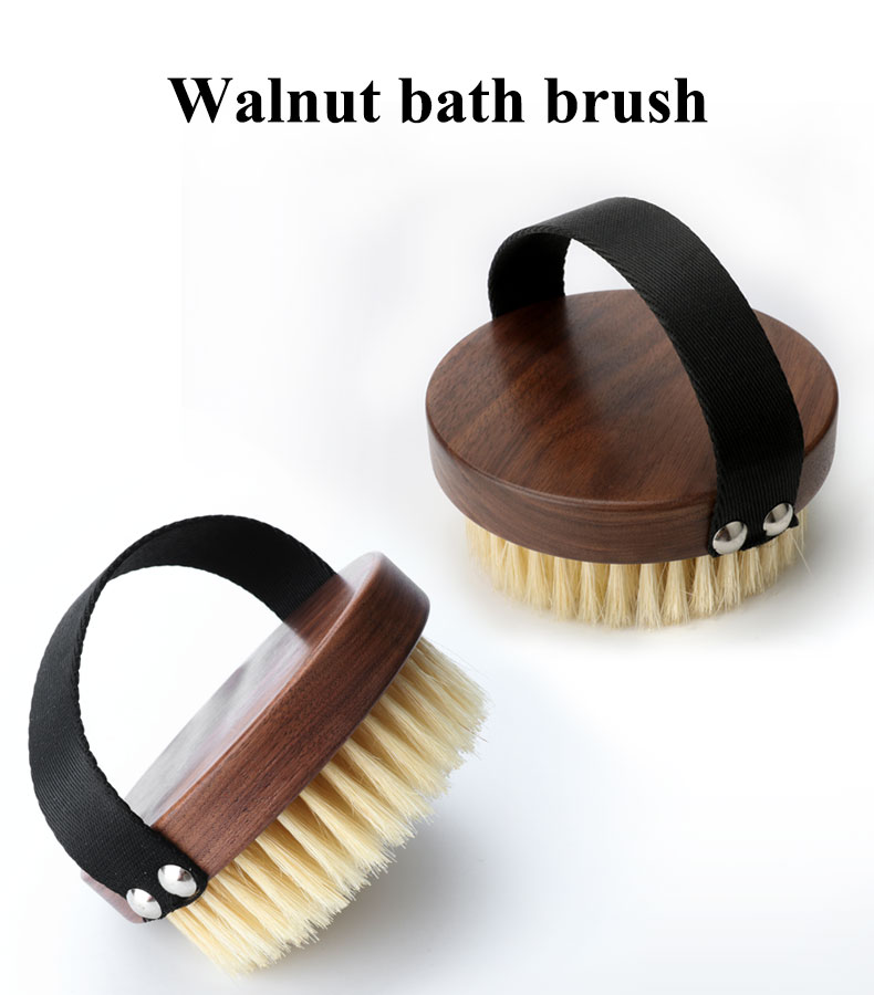 Walnut Bath Dry Brush Organic Vegan Sisal For Boay Round Hand Brush