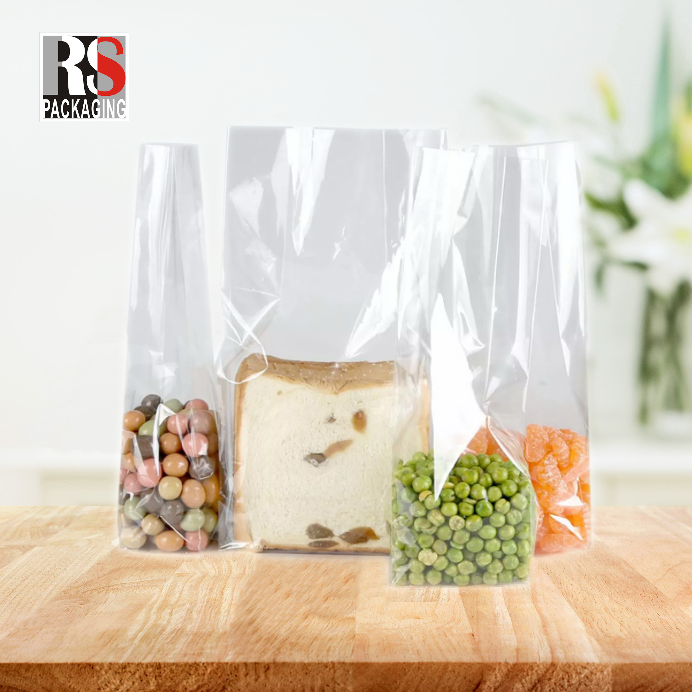 Clear Flat Bottom Side Gusset Bag Cellophane Bags For Candy Cookie Bakery Packaging