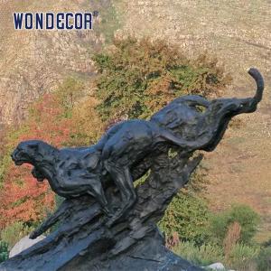 Quality Outdoor metal wildlife decoration, life-size bronze leopard sculpture wholesale