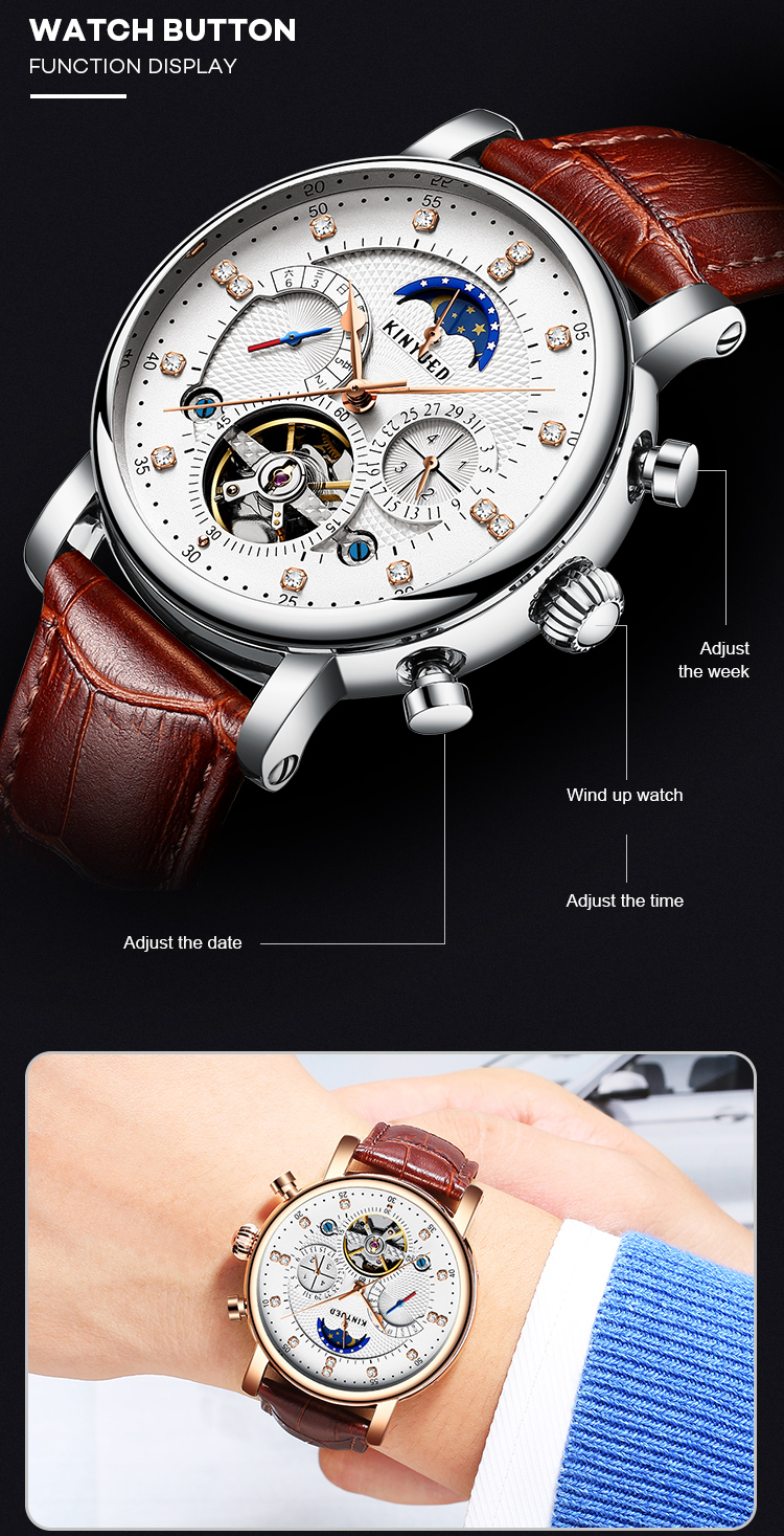KINYUED Custom Logo Men Watch Automatic Mechanical Wrist Watch Chinese Mechanical Watch Movement