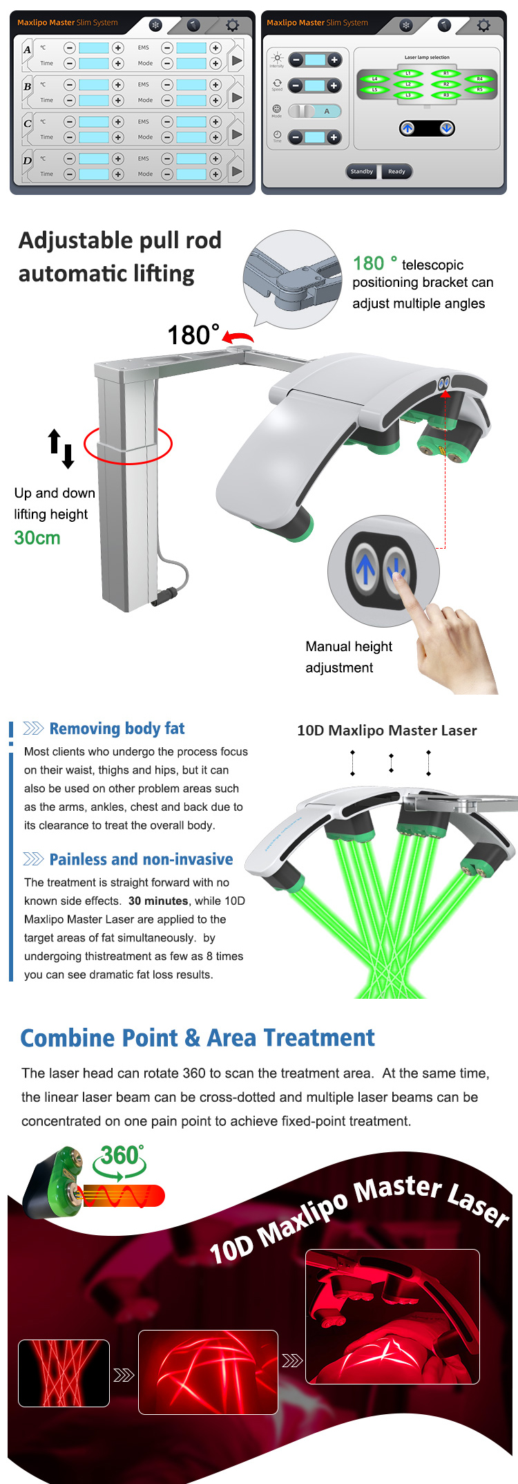 XM-227 Weight Loss Green Laser 10D Maxlipo Master Laser And EMS Cryo plate Beauty Machine
