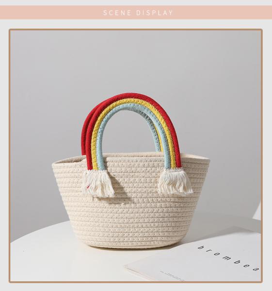 New Handmade Cotton Woven Bag Seaside Holiday Beach Bag Versatile Straw Woven