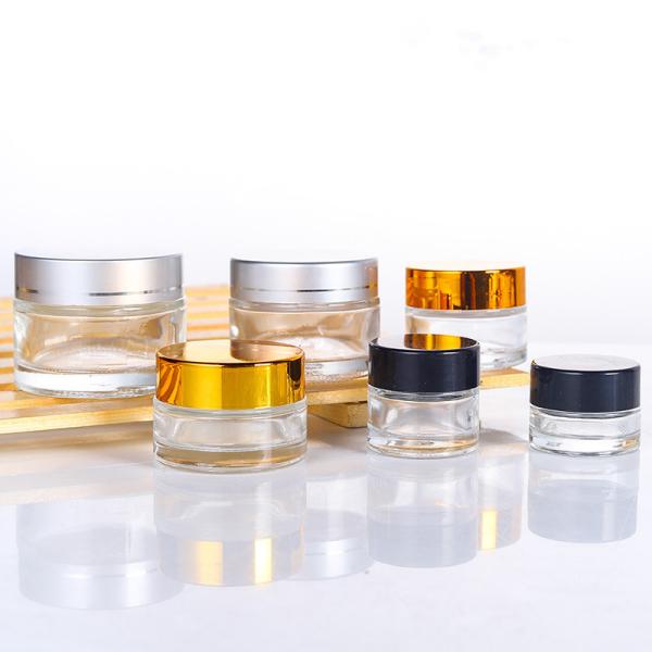 5g 10g 15g 30g 50g 100g Food Grade Round Glass Jar with Gold or Silver Lids from