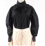 Organic Cotton Tencel Twill Fabric 120gsm Black Blouse With Big Bow At Neck