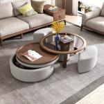 OEM ODM Modern Living Room Furniture Tempered Glass Wooden Round Coffee Table