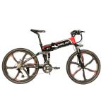 Black 26 Inch Folding Mountain E Bike With Suspension Fork Hard Wearing