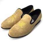 Fashion Embroidered Mens Velvet Loafers , Slip - On Velvet Shoes Mens