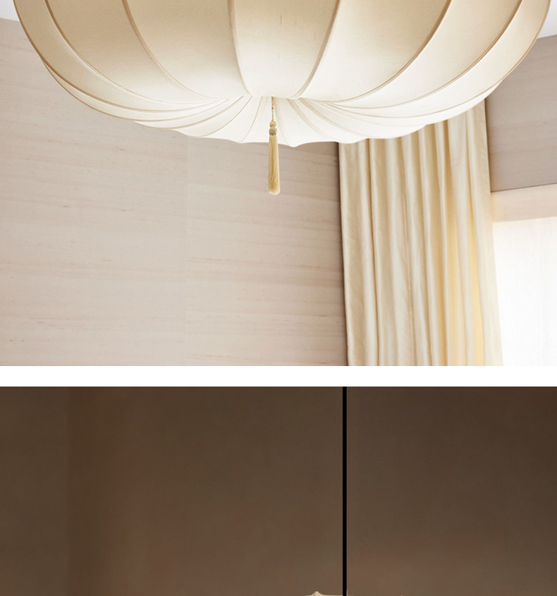 French Cream Bedroom Chandelier Japanese Style Living Room Dining Room Fabric Villa Wabi Sabi lamp(WH-AP-593)