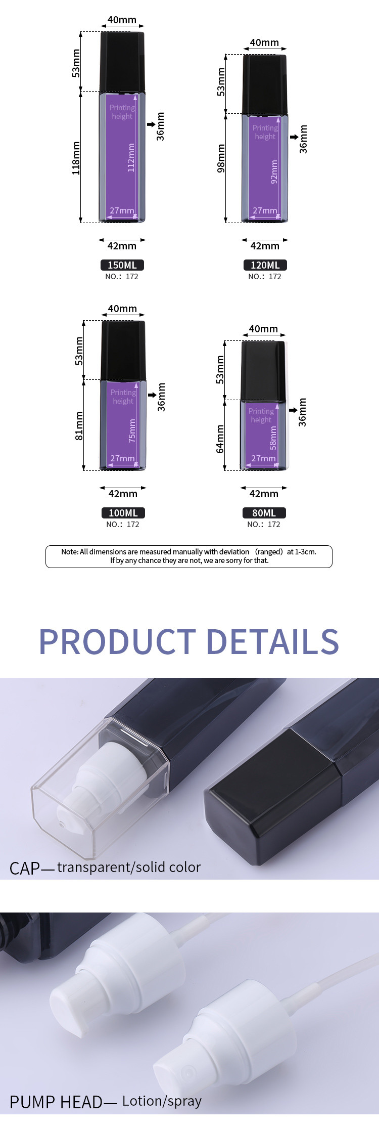 Hot Stamping Cosmetic Spray Bottle 100ml Capacity 42mm Diameter Eco Friendly