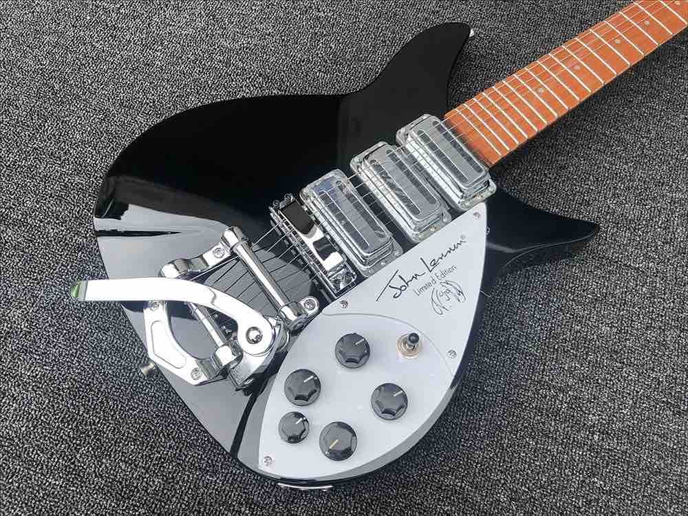 Body Celluloid Back Side 12 Strings Ricken 325 Electric Guitar BlackMahogany Body Rosewood Fingerboard Accept Customized