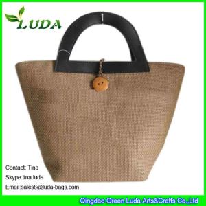 Quality LUDA small straw hobo beach handbag paper straw bags with wooden beads wholesale