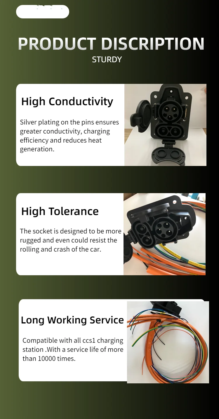 150A 200A 250A 300A CCS1 AC & DC Combo EV Charging Socket CCS1 Combo1 Electric Vehicles Fast Charging connector Inlet