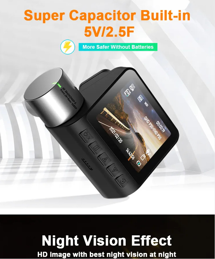 2 Inch 4K GPS Dash Cam Auto Driving Recorder Car DVR Rear View