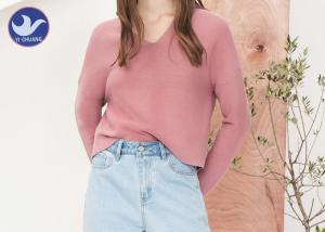Quality Double V Neck Womens Knit Pullover Sweater Drop Shoulder Chunky Loose Top wholesale