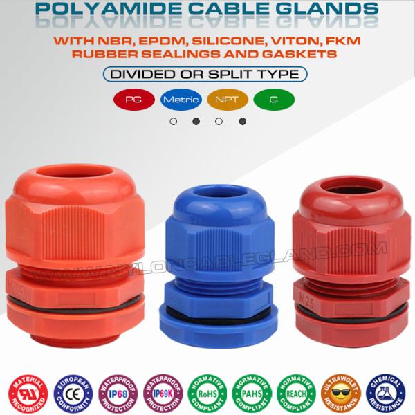 IP68 Waterproof Polyamide Nylon Metric Thread MG Cable Gland (Divided Type) for