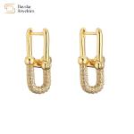 18k Gold Plated Diamond Zircon Jewelry Set Horseshoe U Geometric