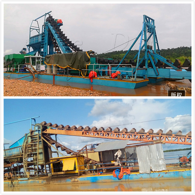 Gold Panning 60CBM/H Bucket Chain Dredger Diamond Gold Mining Ship