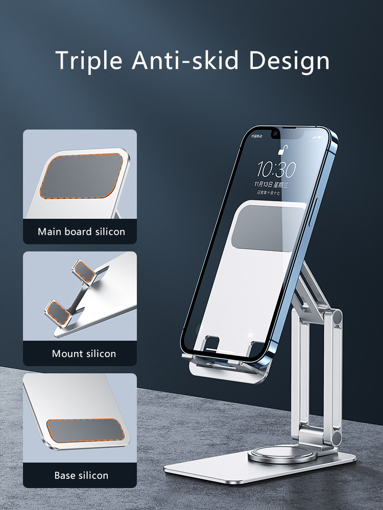 Foldable Desk Swivel Phone Holder Cell Phone Desktop Stand Alloy