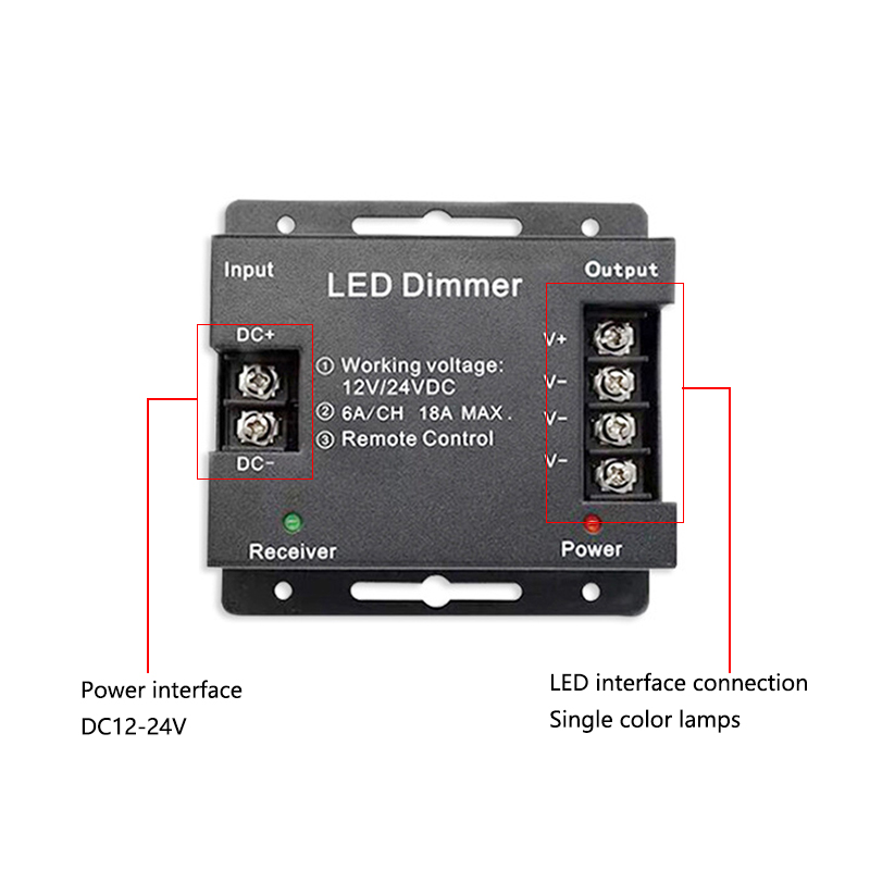 RF Wireless LED Controller Dimmer DC12V Touch Remote For 3528 Single Color LED Strip