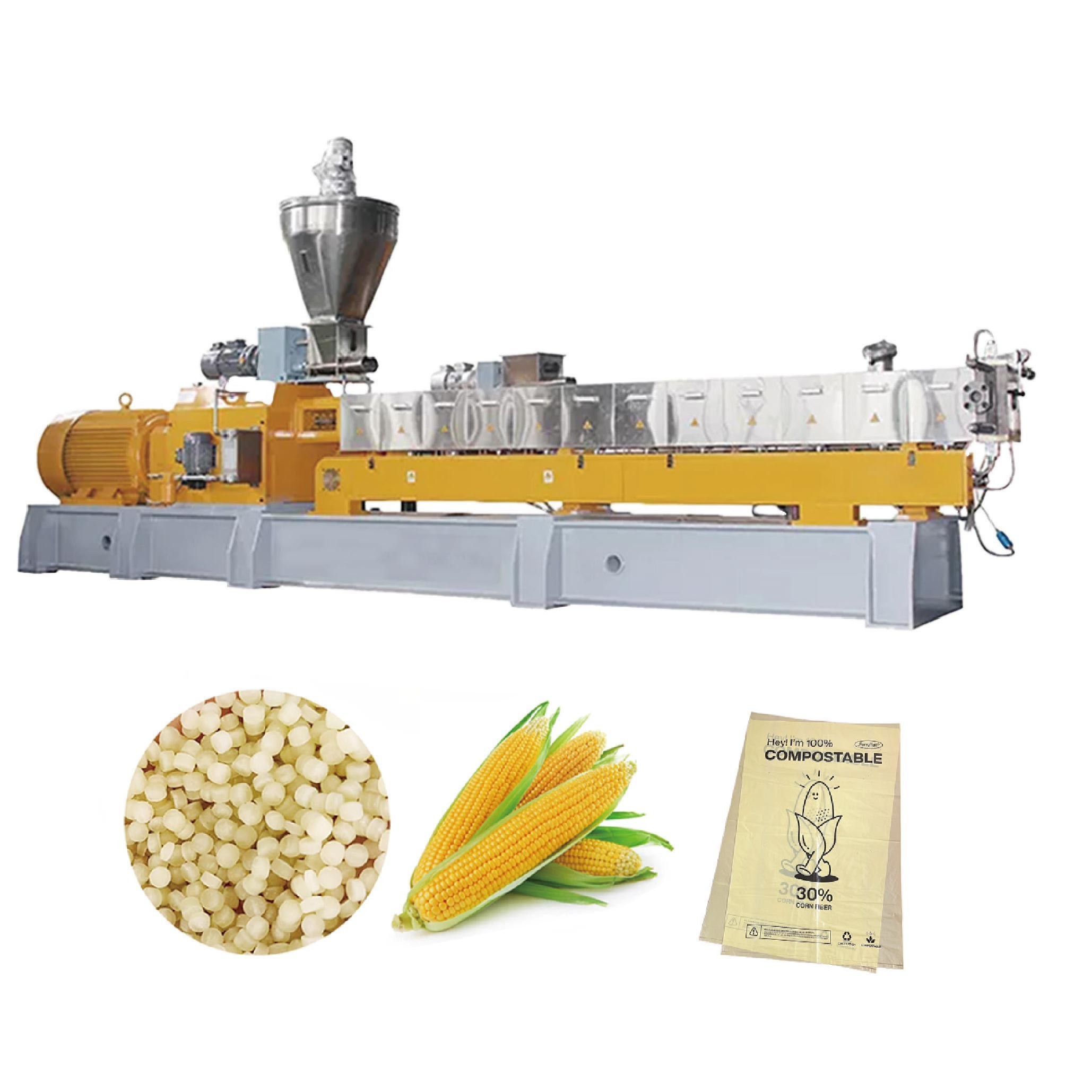 HDPE PE PVC LDPE PET Plastic Biodegradable Granulator Extruder 450~750kg/H