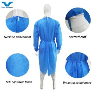 Quality Blue Disposable Surgical Gown 45GSM Antistatic Knitted Cuffs Fluid Proof En1149 Standard Prevent Cross Infection wholesale