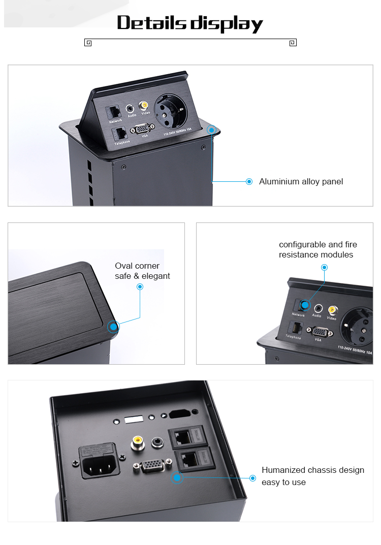 Office Worktop Hydraulic Pop Up Socket Media Network Pop Up Box ODM