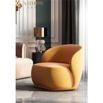 Luxury Custum Modern Fabric Leisure Chair Ergonomically Curved Back 74cm Height
