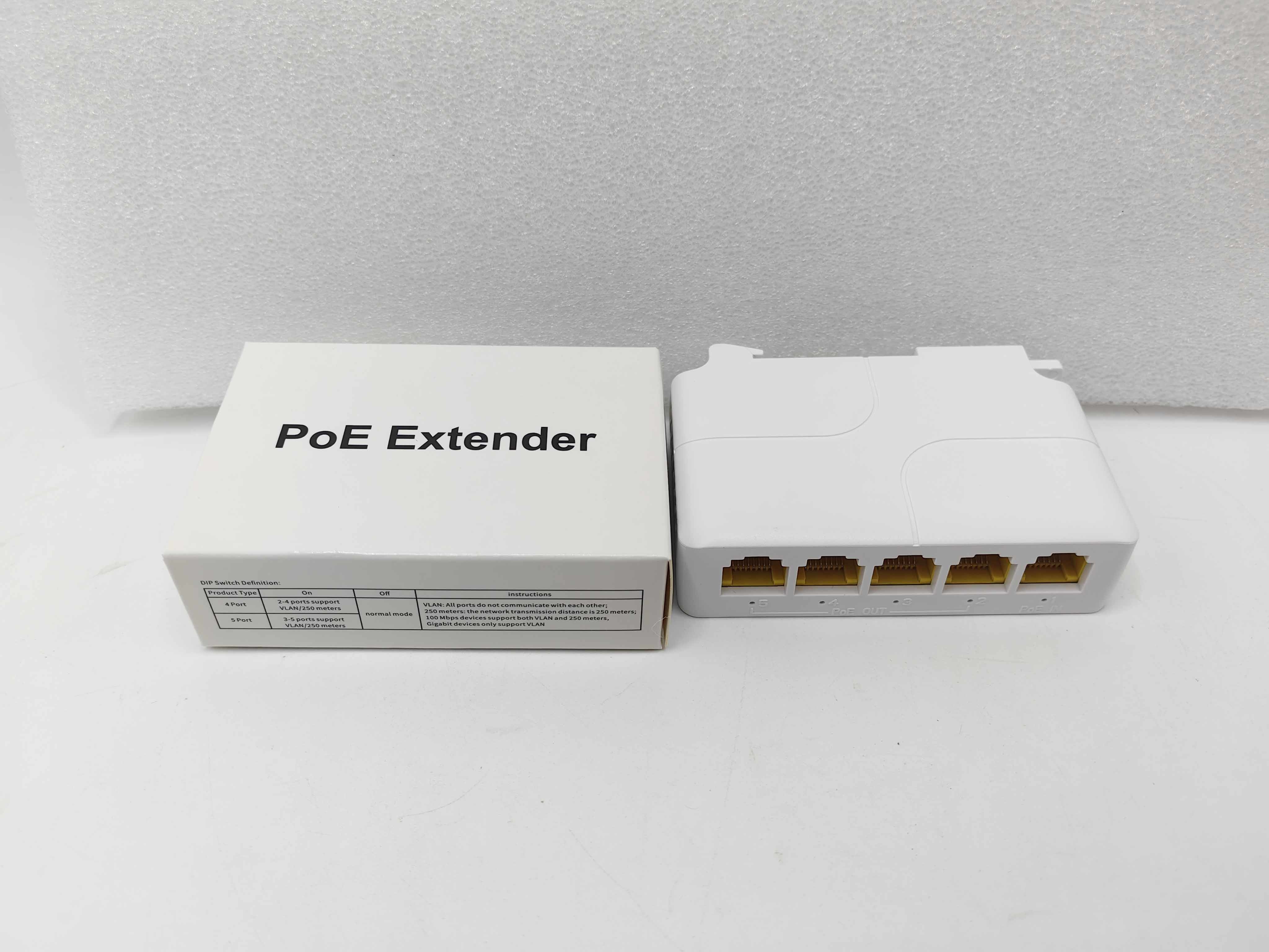 DIN Rail POE Repeater Extender 1In 3Out 100m POE Input:44~57V/30W, POE Output 25W IEEE802.3AF/AT