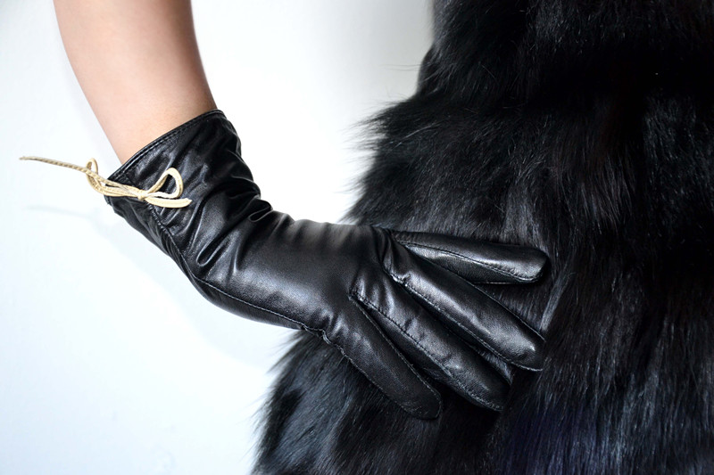 Leather Womens Waterproof Gloves , Sheepskin Womens Leather Dress Gloves