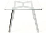 Glass Top Crossing Steel Leg 130cm Modern Dining Table
