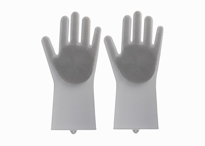 Non Slip Silicone Kitchen Gloves Wear Resistant 15.5*34.5cm Size With Brush