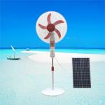 Plastic AC / DC 12V Brush Motor Solar Floor Fan 16 Inch With Led Lights And
