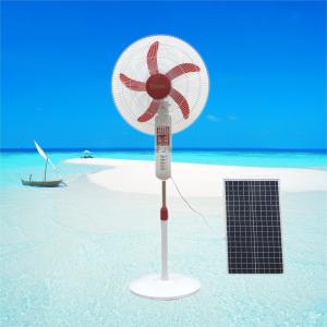 Quality Plastic AC / DC 12V Brush Motor Solar Floor Fan 16 Inch With Led Lights And Solar Panels wholesale