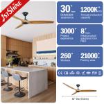 6 Speeds Control Solid Wood Ceiling Fan 60 Inch For Living Room