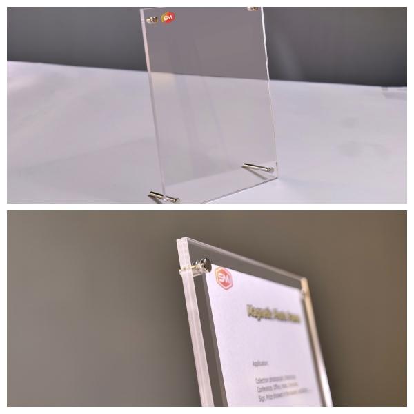 Free Standing Double Sided Transparent Table Display Floating Acrylic Photo