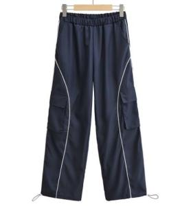 Quality Small Quantity Garment Manufacturer Women'S Baggy Cargo Pants With Pocket Drawstring High Waist Casual Trousers wholesale