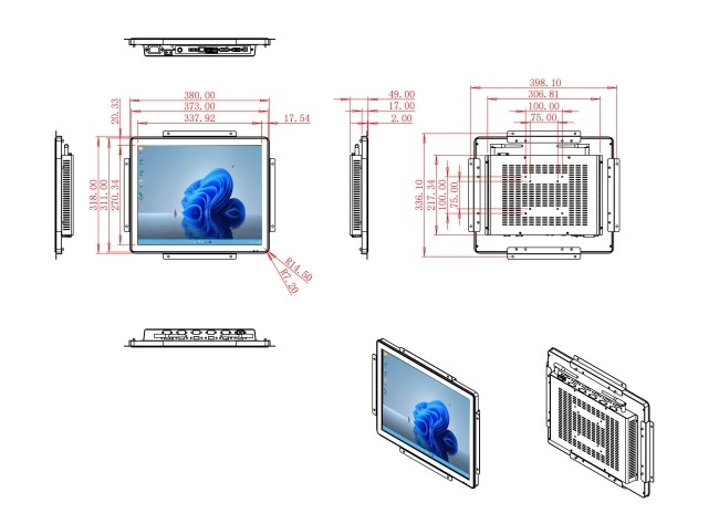 18.5-Inch Windows Industrial Console for Factory Monitoring, Retail Point-of-Sale Systems, Security Networks, and Educational Displays