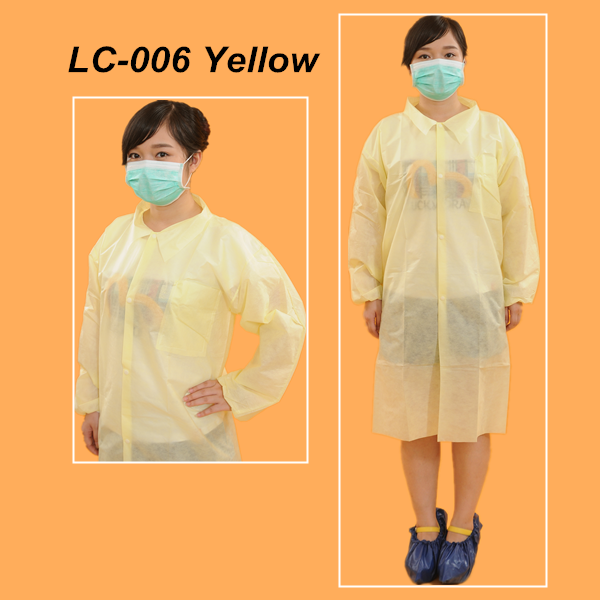 2017 Nonwoven Lab Coat Uniform Lab Coat With Elastic Cuff