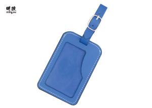 Quality Custom Engraved Leather Luggage Tags , Fashion Blue Promotional Luggage Tags wholesale
