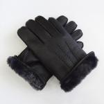 Winter Thicken Sheep Wool Lined Gloves Ladies Lined Leather Gloves Black Color