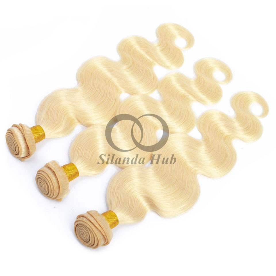 #613 Bleached Blonde Body Wave Remy Human Hair Bundles Sew In Weave Bundles Brazilian Bundle Deals